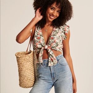 Flutter Sleeve Tie-Front Top